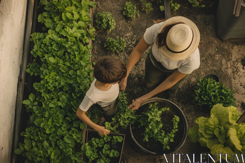 Parents and Children Bonding Through Gardening AI Image