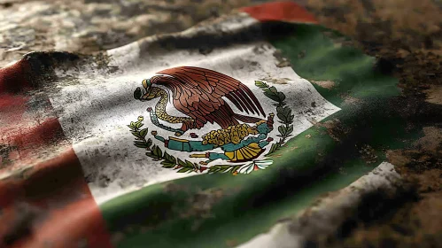 Grunge Style Mexican National Flag