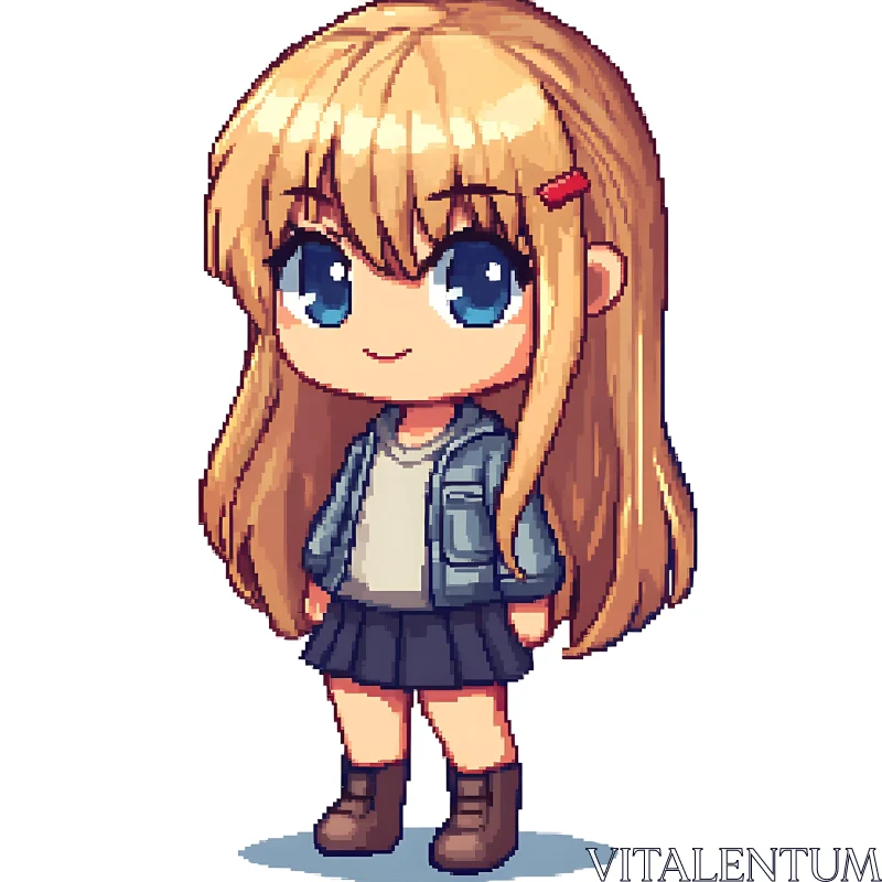 Cute Chibi Anime Character with Blonde Hair AI Image