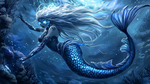 Mystical Mermaid in Ocean Depths