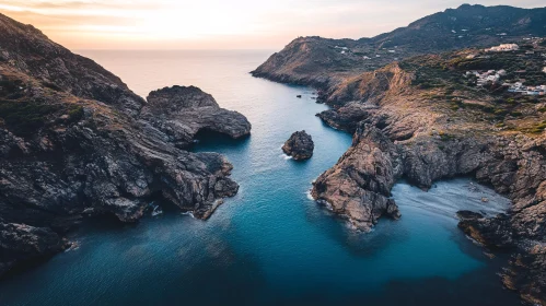 Sunset Over Rocky Coastline