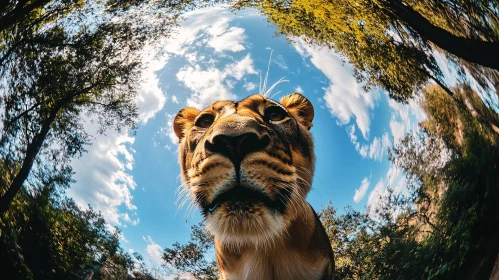 Lion's Perspective Under the Sky