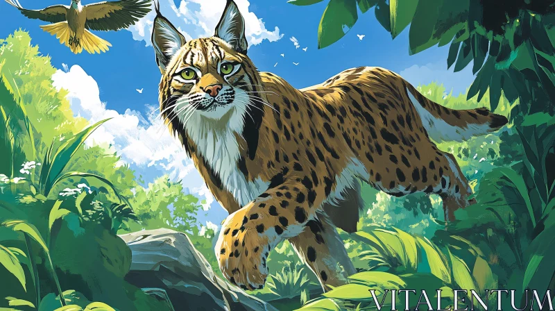 Wildcat in the Woods Artwork AI Image