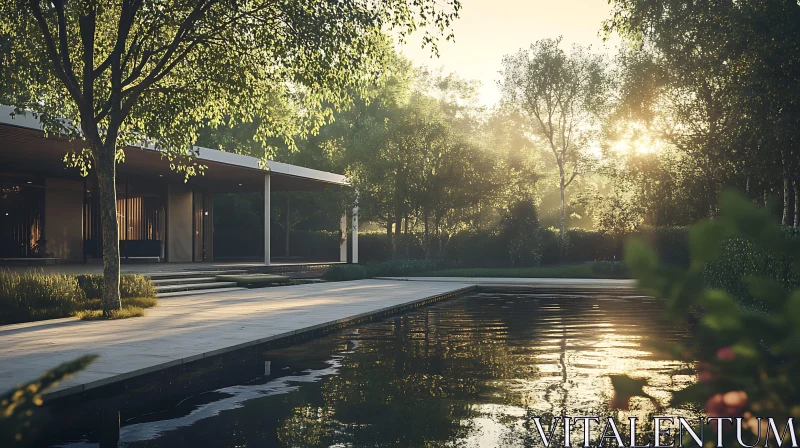 Peaceful Modern House in Nature AI Image