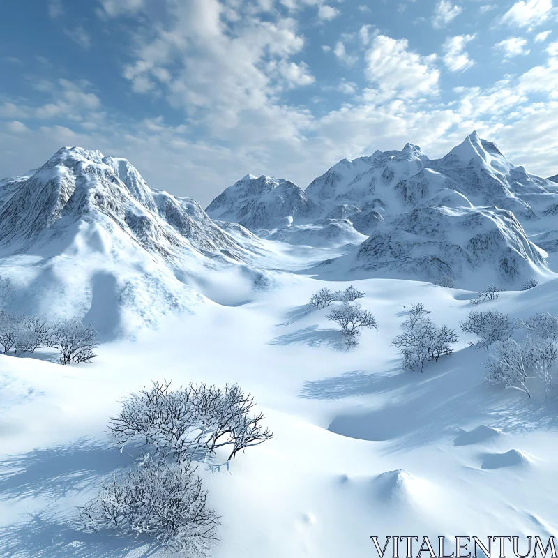 Winter Mountain Landscape AI Image