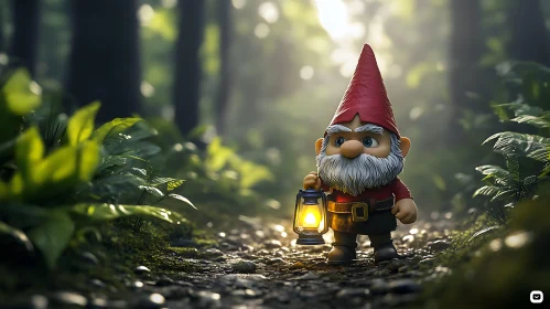 Forest Gnome with Glowing Lantern