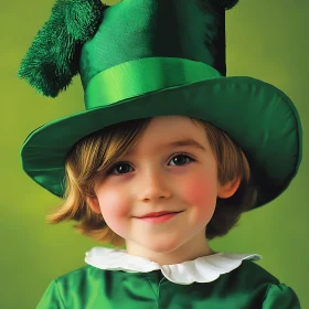 Whimsical Child in Green Outfit