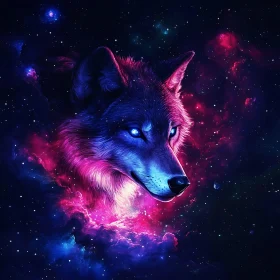 Wolf in Space Nebula