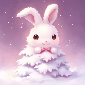 Pastel Bunny with Bow: A Gentle Artwork