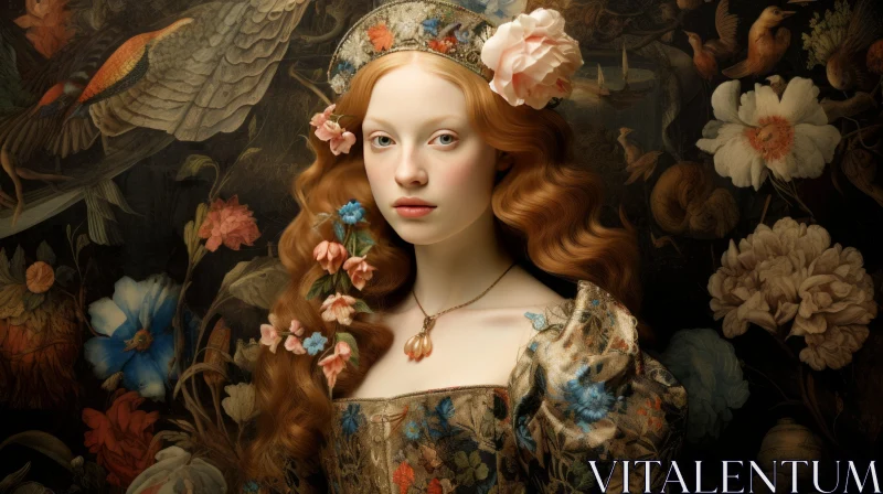 Enchanting Renaissance-Inspired Woman Portrait AI Image