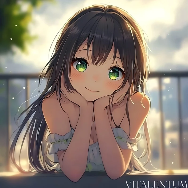 Charming Anime Girl in Gentle Lighting AI Image