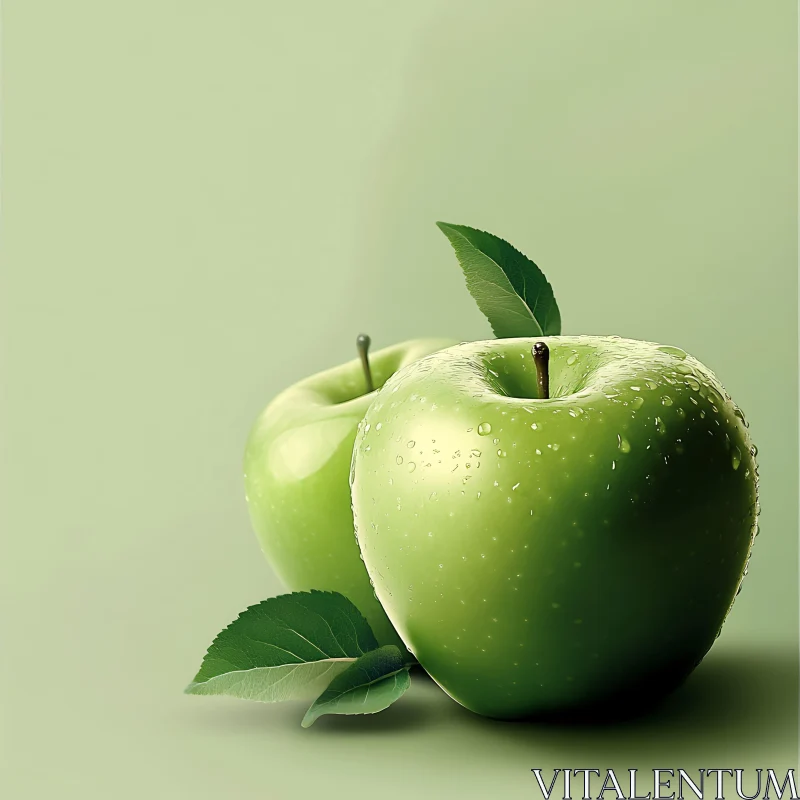 AI ART Fresh Green Apples with Water Droplets