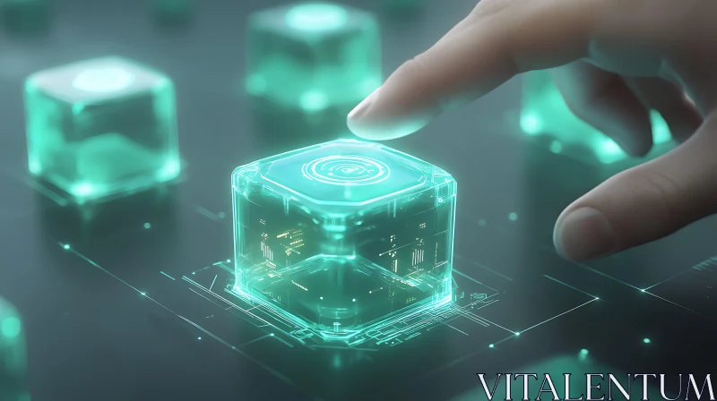 Interactive Glowing Cubes Digital Interface AI Image