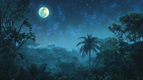 Enchanting Moonlit Jungle Landscape