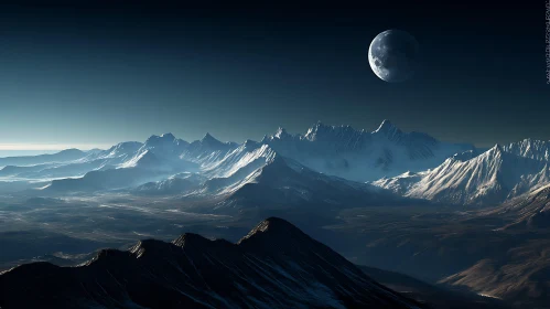 Snowy Mountains Under Moonlight