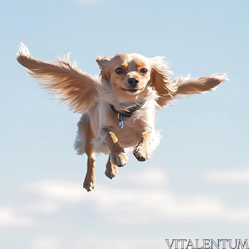 Dog in Mid-Air Flight AI Image