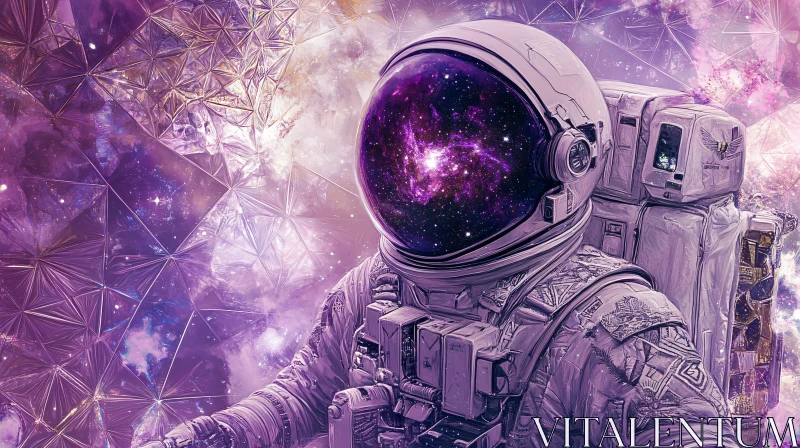 AI ART Astronaut Amidst Geometric Nebula