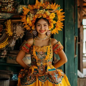 Cultural Portrait of Smiling Woman