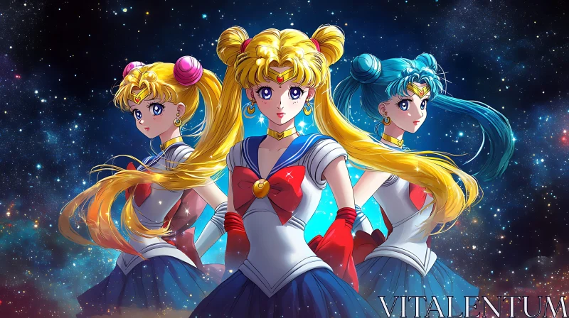 Anime Sailor Warriors in Space AI Image