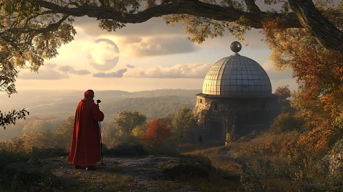 Red Cloak Figure at Ancient Observatory