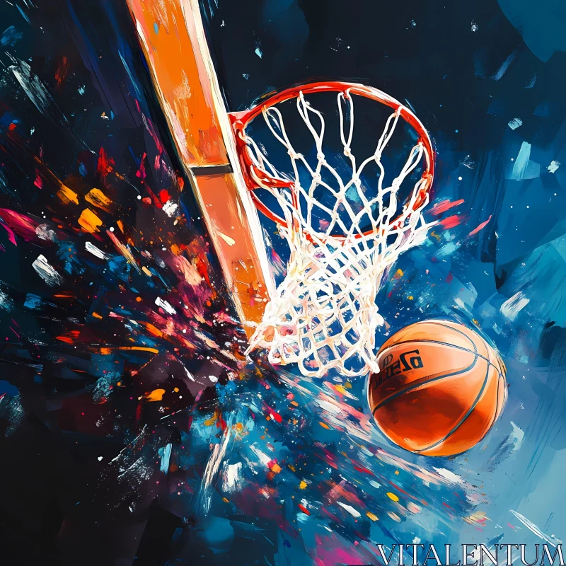 Abstract Basketball Art: Dynamic Hoop and Ball Moment AI Generated Image AI Image