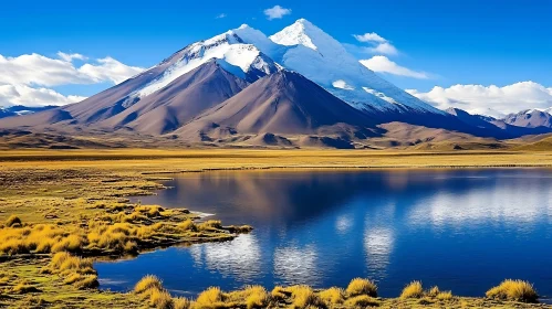 Snow Peaks Reflected in Lake