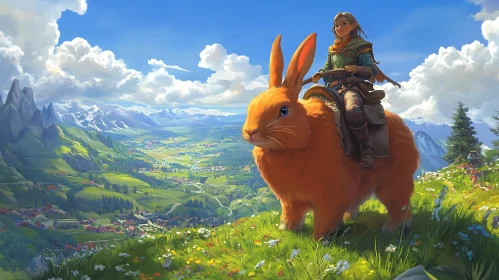 Elf's Journey on a Giant Rabbit