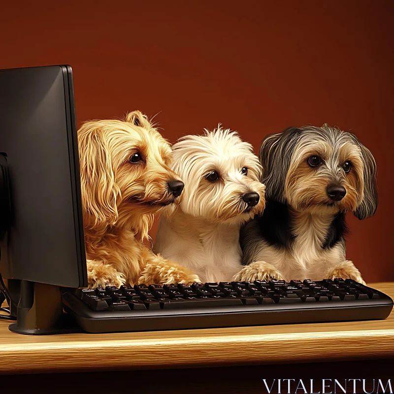 Adorable Dogs Typing on a Keyboard AI Image