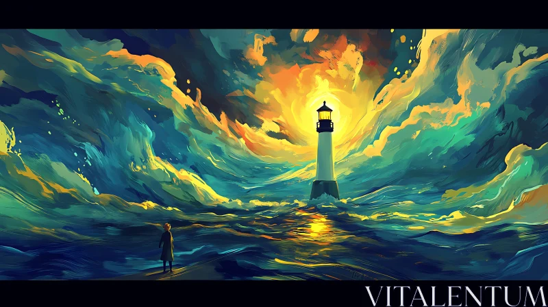 Beacon of Hope Seascape AI Image