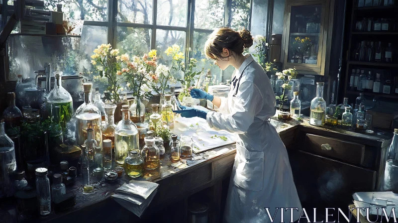 Scientist in Botanical Laboratory AI Image