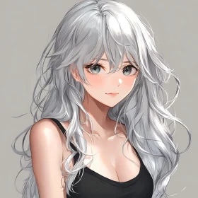 Silver-Haired Anime Girl Illustration