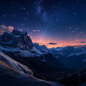 Majestic Mountains Under a Celestial Sky