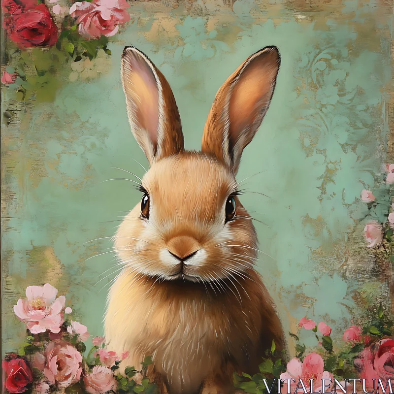 Rabbit with Roses AI Image