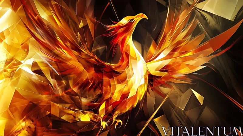 Abstract Phoenix in Flight Illustration AI Image
