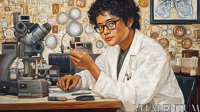 Researcher with Microscope AI Image