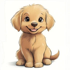 Cute Cartoon Puppy with Joyful Expression