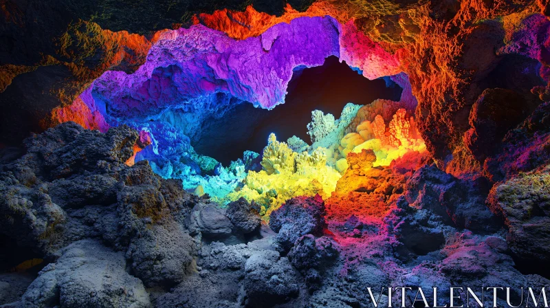 AI ART Colorful Cave Interior with Spectacular Rock Formations