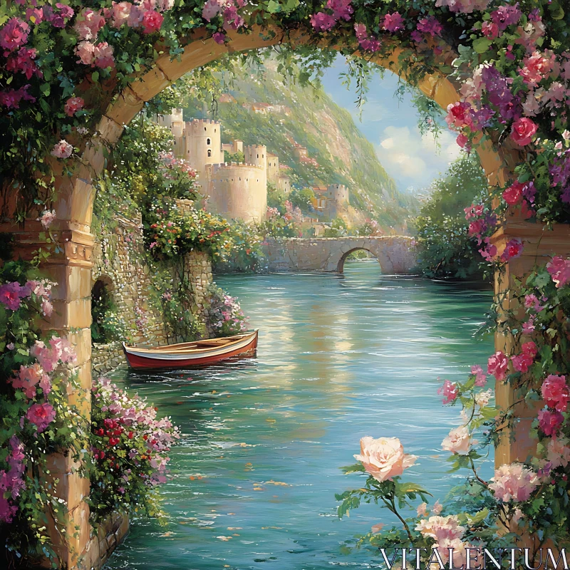 AI ART Floral Arch River Scene