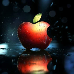 Stylized Apple with Water Reflections