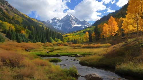 Snowy Peaks and Golden Trees