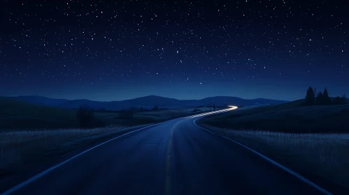 Starry Night Road Landscape