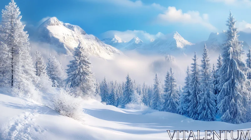 Winter Wonderland Mountain Scene AI Image