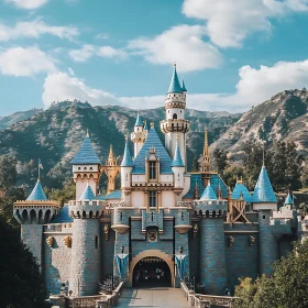 Majestic Castle in Mountain Landscape