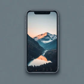 Mountain Landscape on Phone Screen