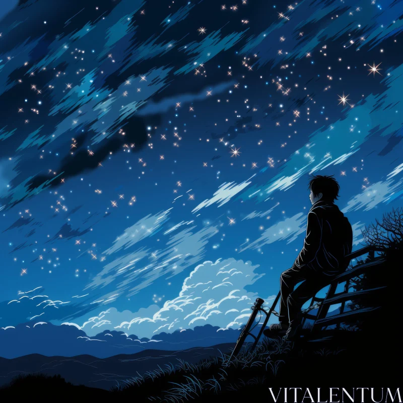 Anime Style Night Sky - Dreamlike Manga Landscape AI Image