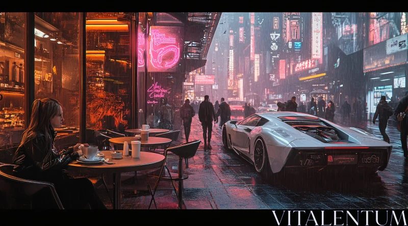 AI ART Neon Urban Scene with Futuristic Elements