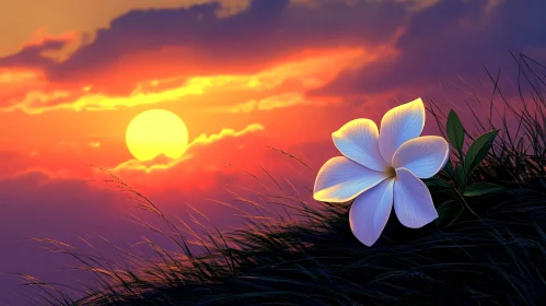 Tranquil Floral Sunset Scene