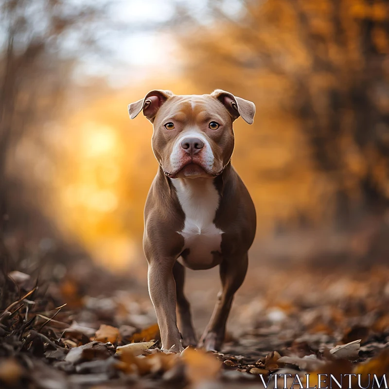 Canine on Leaf-Laden Path in Autumn AI Image