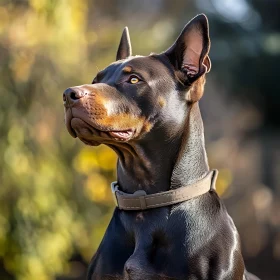 Vigilant Black and Tan Doberman Pinscher with Collar