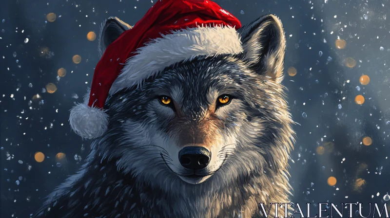 AI ART Wolf Celebrating Christmas